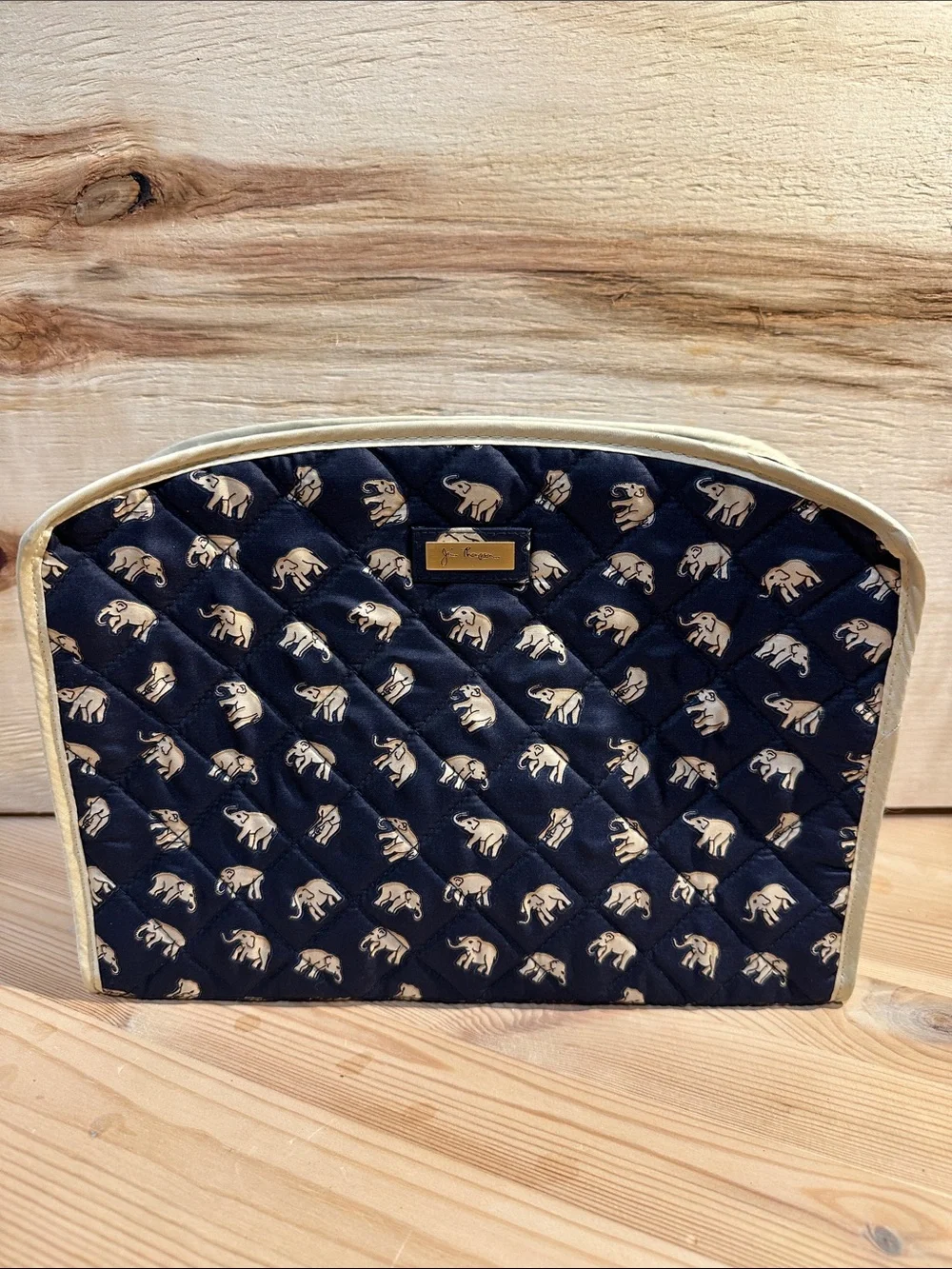 Jim Thompson Elephants Navy Cosmetic Bag w/ Mirror